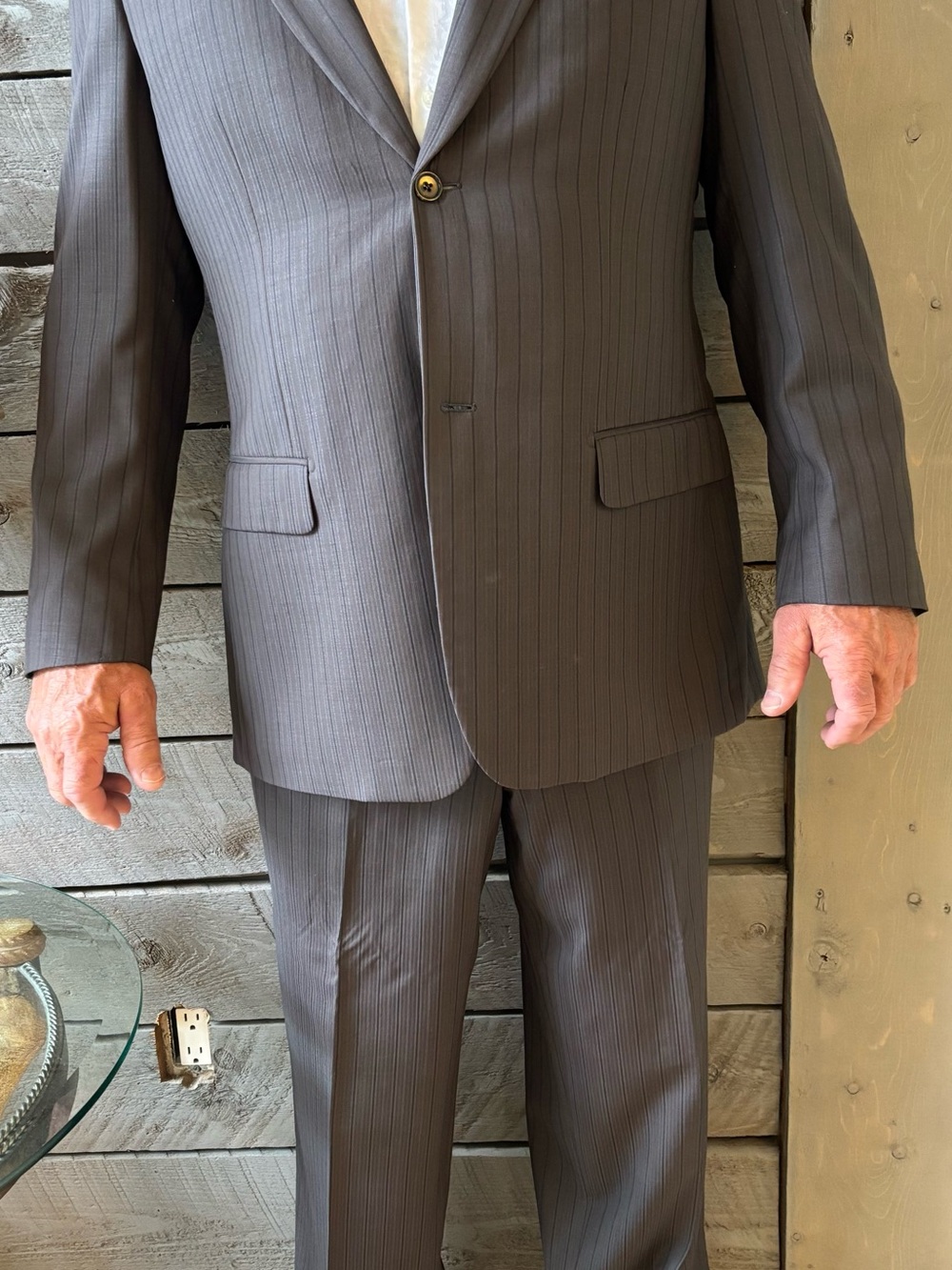 Daniel Hechter Brown Pinstripe Two-Piece Suit
